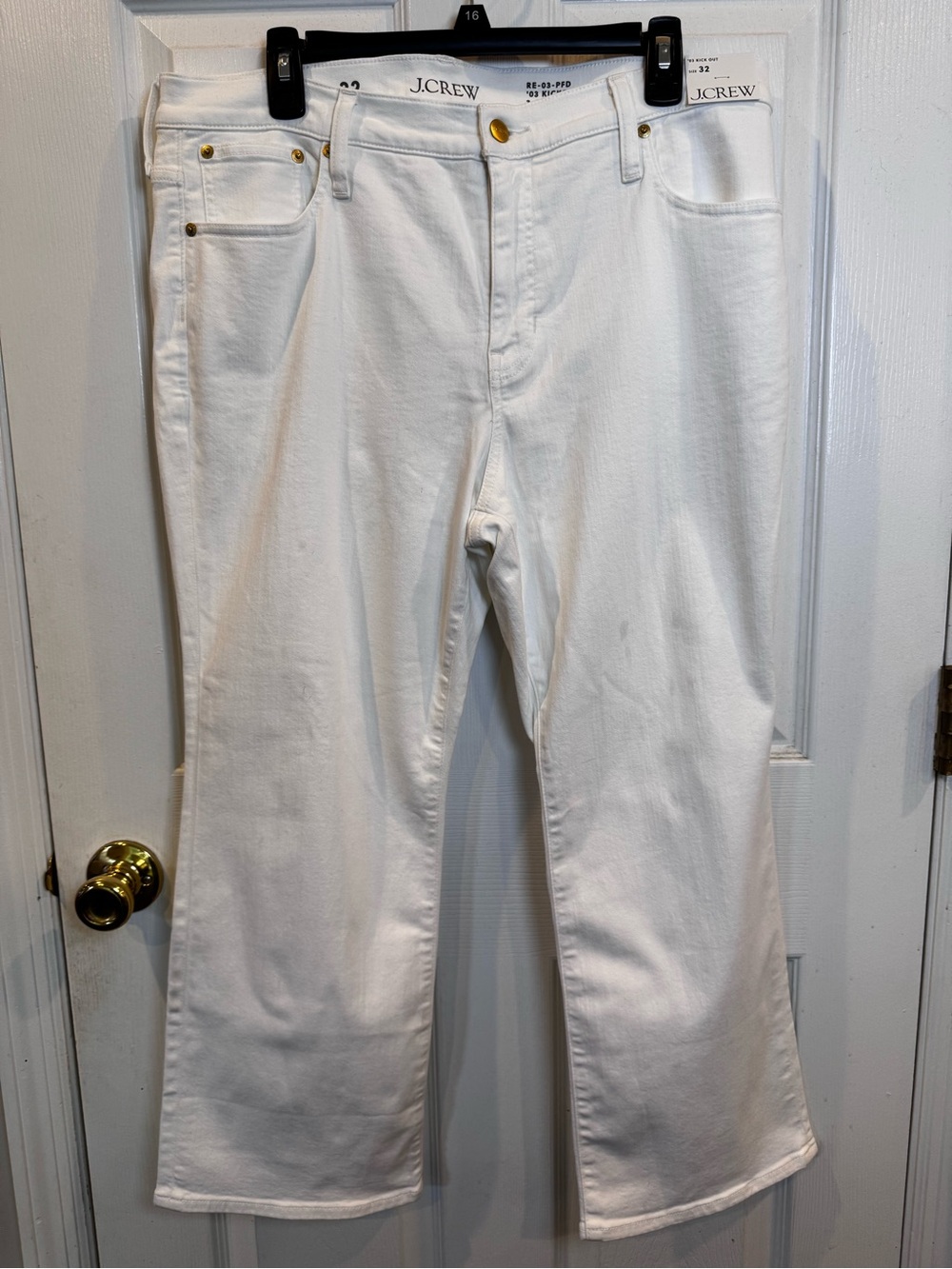 NWT J.Crew ’03 Kick Out White Denim Size 32 Cropped Flare Stretch MSRP $148